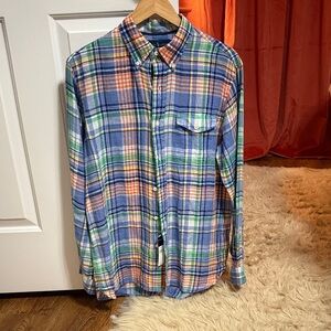 Ralph Lauren Blue and Orange Plaid Lenin Shirt